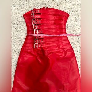 Women’s custom made red genuine leather dress, cocktail, body con, formal